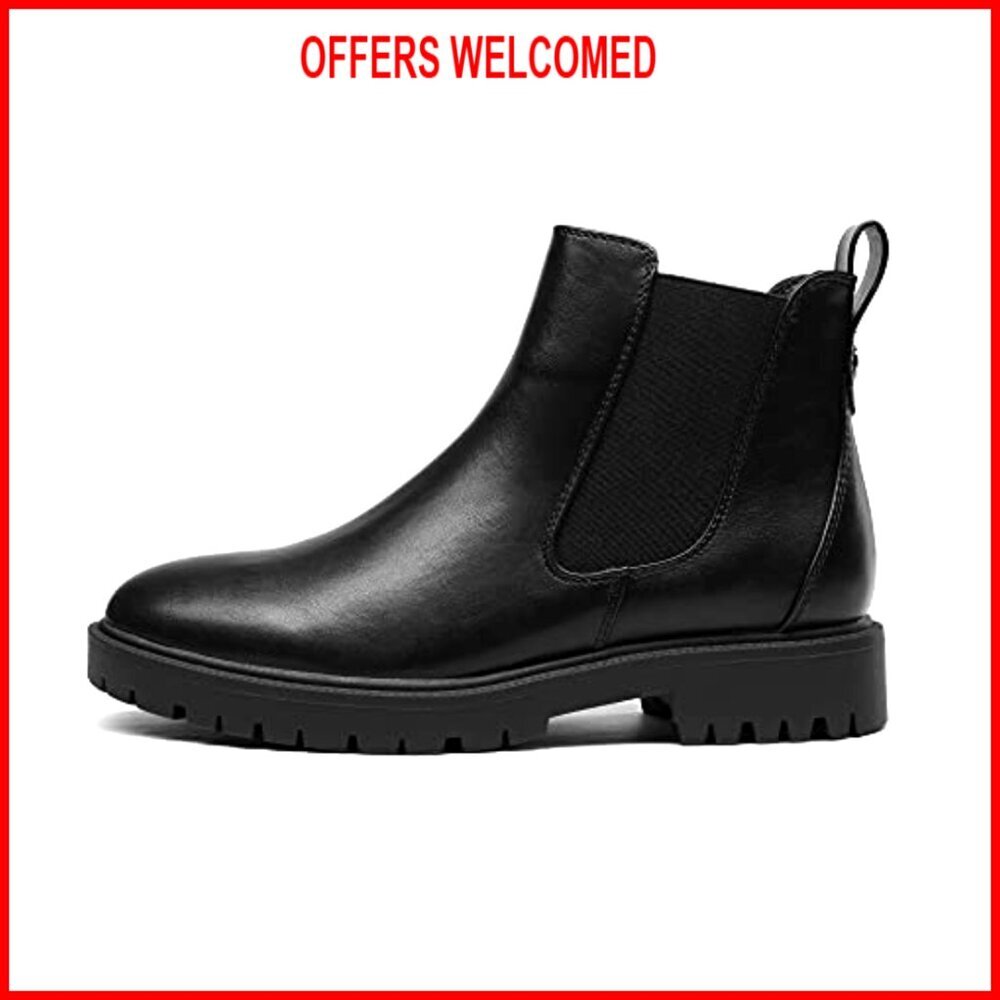 Women's Slip-On Chelsea Boots Low Heel Ankle Booties Synthetic Leather - Picture 3 of 7